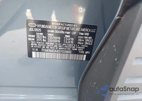 2025 Hyundai Ioniq 5 Sel z USA, uszkodzony, nr VIN 7YAKN4DA4SY039885